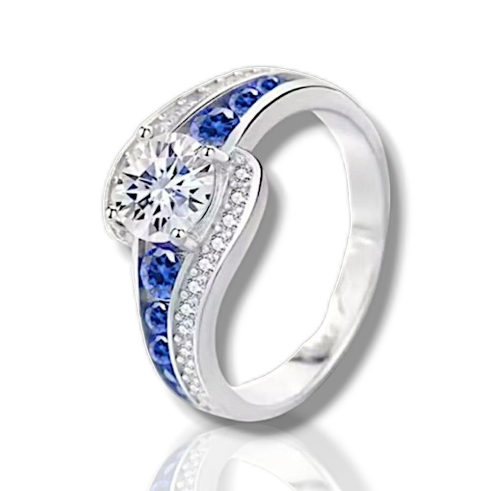 Certified Handmade 1ct Sapphire VVS1 Moissanite Sterling Silver Engagement Ring - Picture 2 of 6